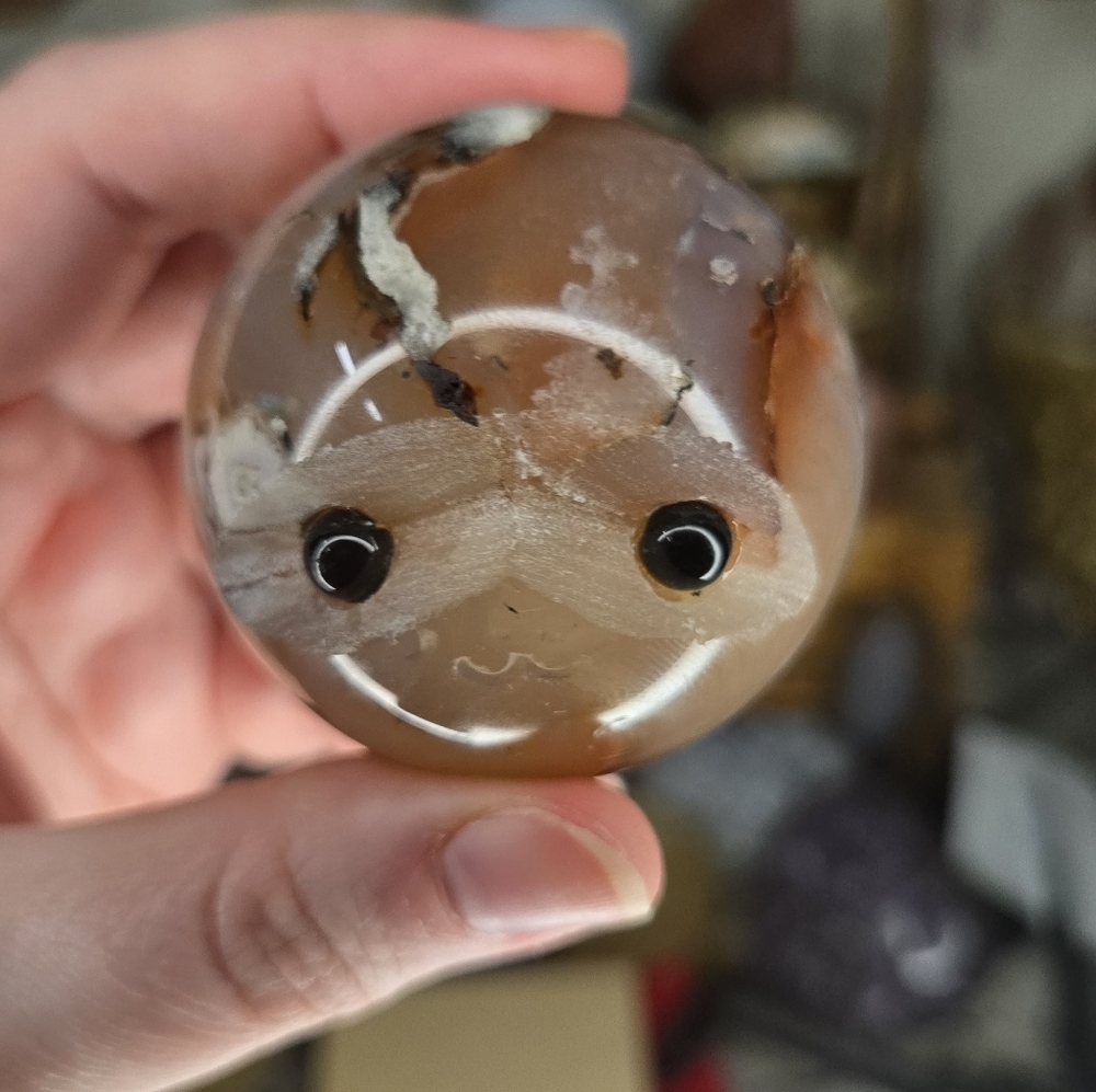 Carnelian & Flower Agate Sphere Crystal Buddy